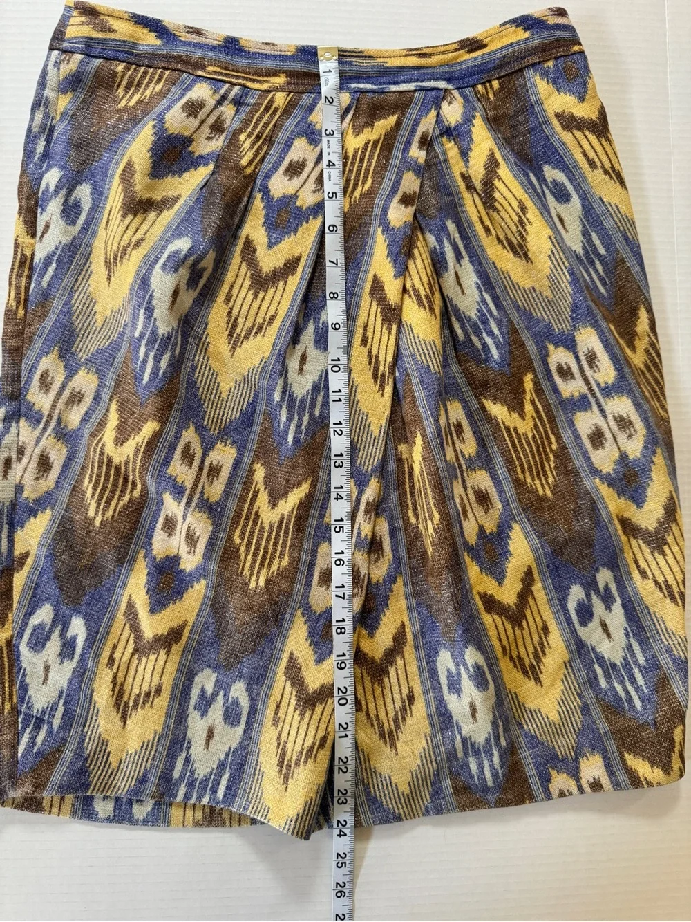 Tory Burch multicolor tribal Ikat Pleated A-Line Midi Tulip Skirt sz 12